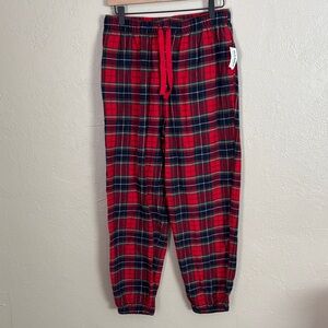 High-Waisted Flannel Pajama Joggers Women’s Medium Red Plaid